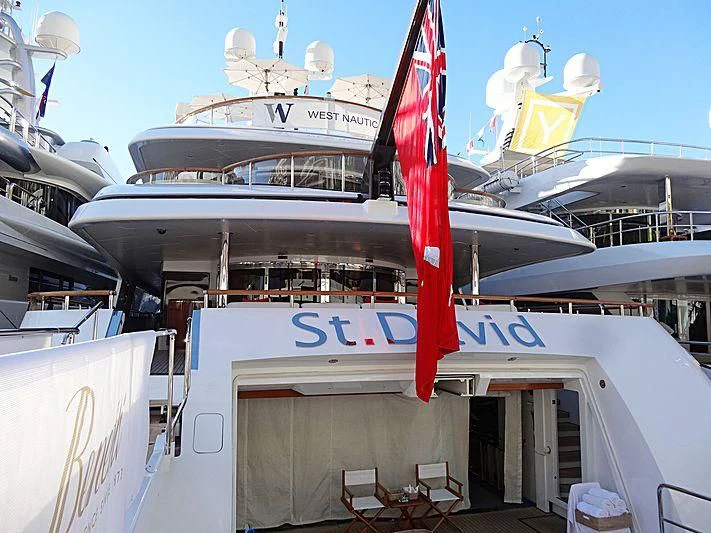 a large boat with a red sail aboard ST DAVID Yacht for Sale