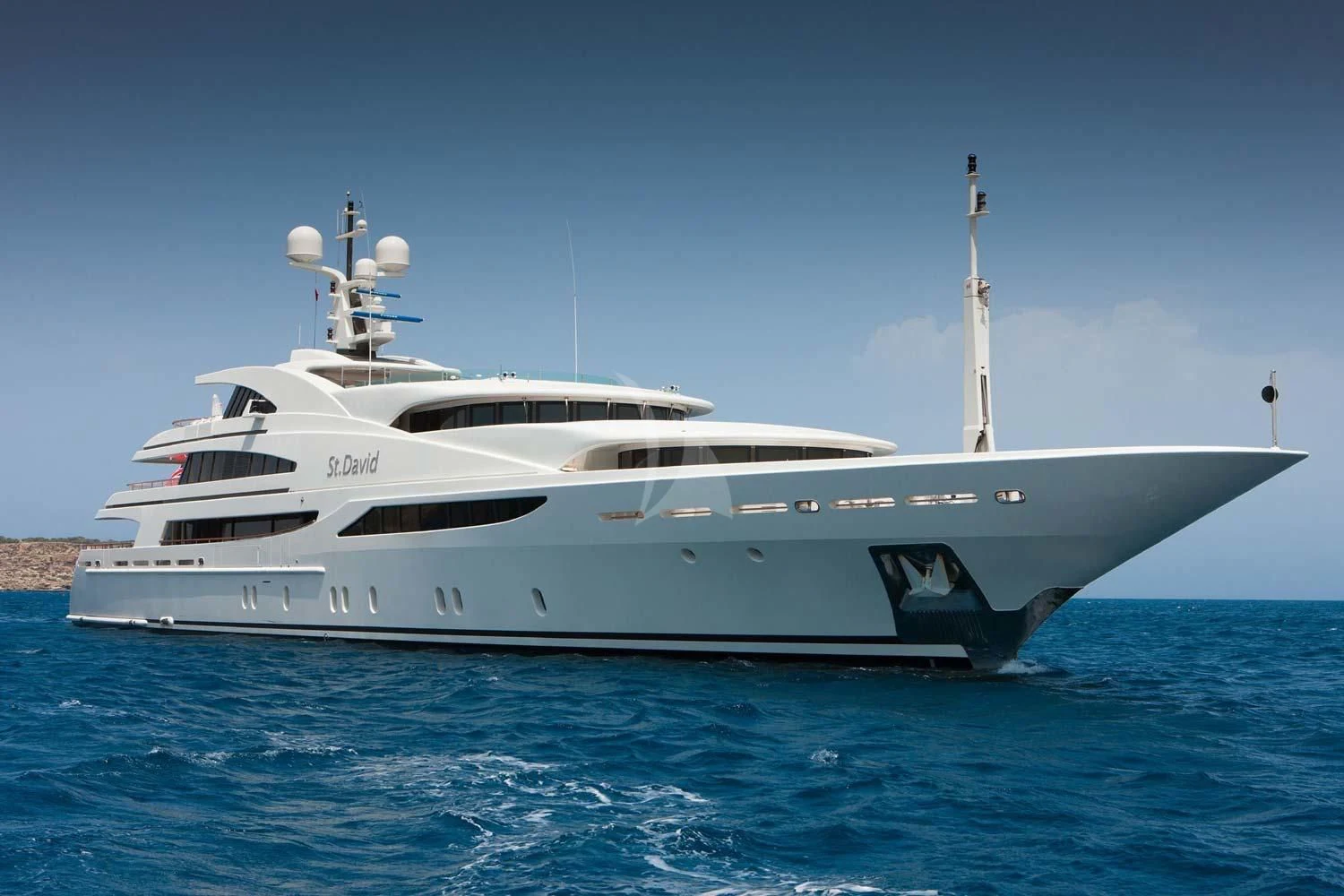 a white yacht in the water aboard ST DAVID Yacht for Sale