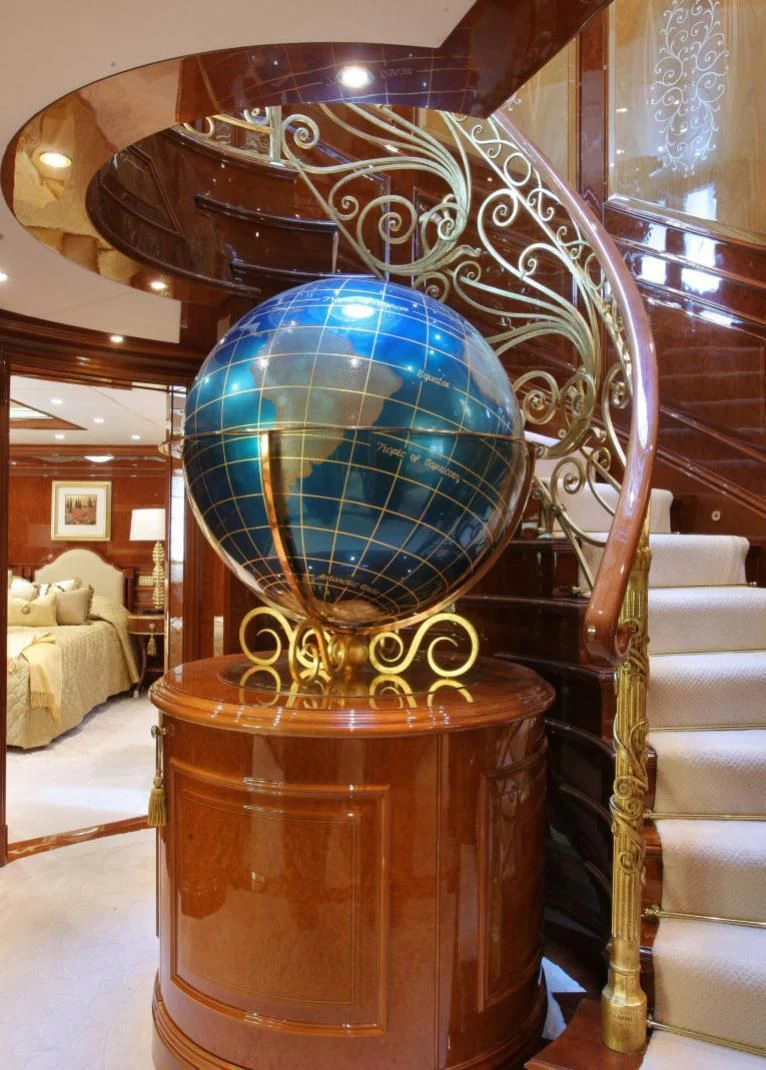 a globe on a stand in a room aboard ST DAVID Yacht for Sale