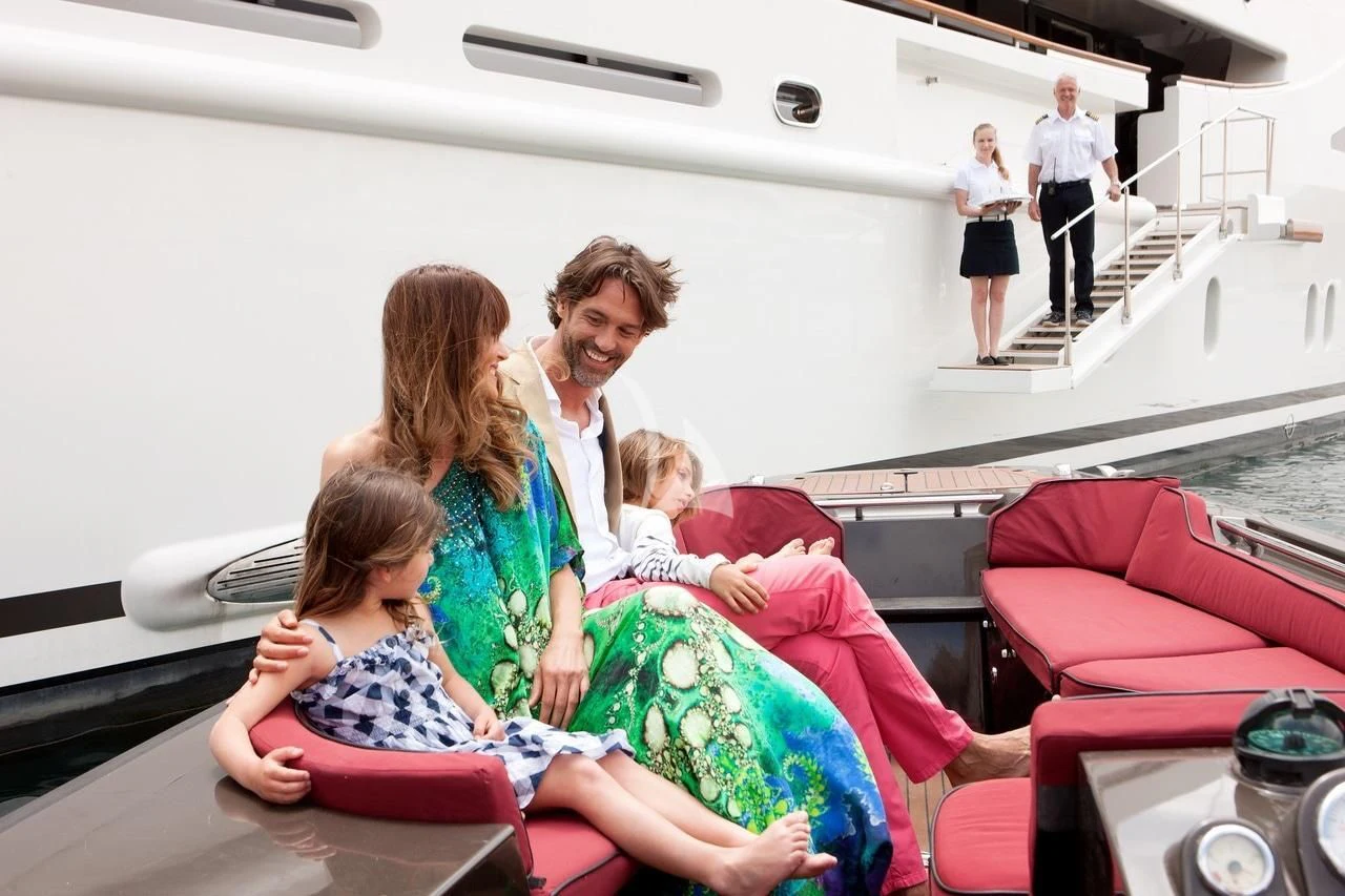 a group of people sitting in a plane aboard ST DAVID Yacht for Sale