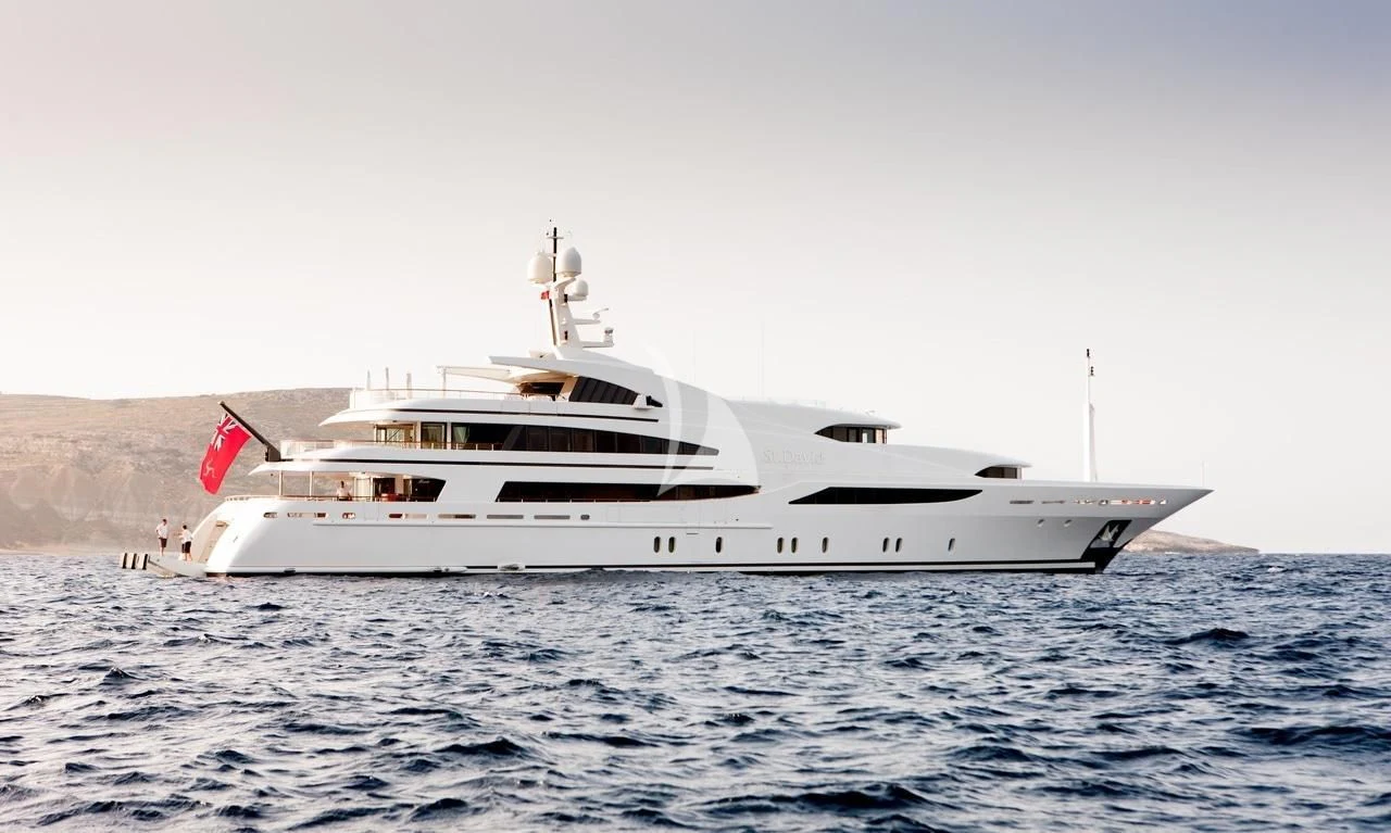 a white yacht in the water aboard ST DAVID Yacht for Sale