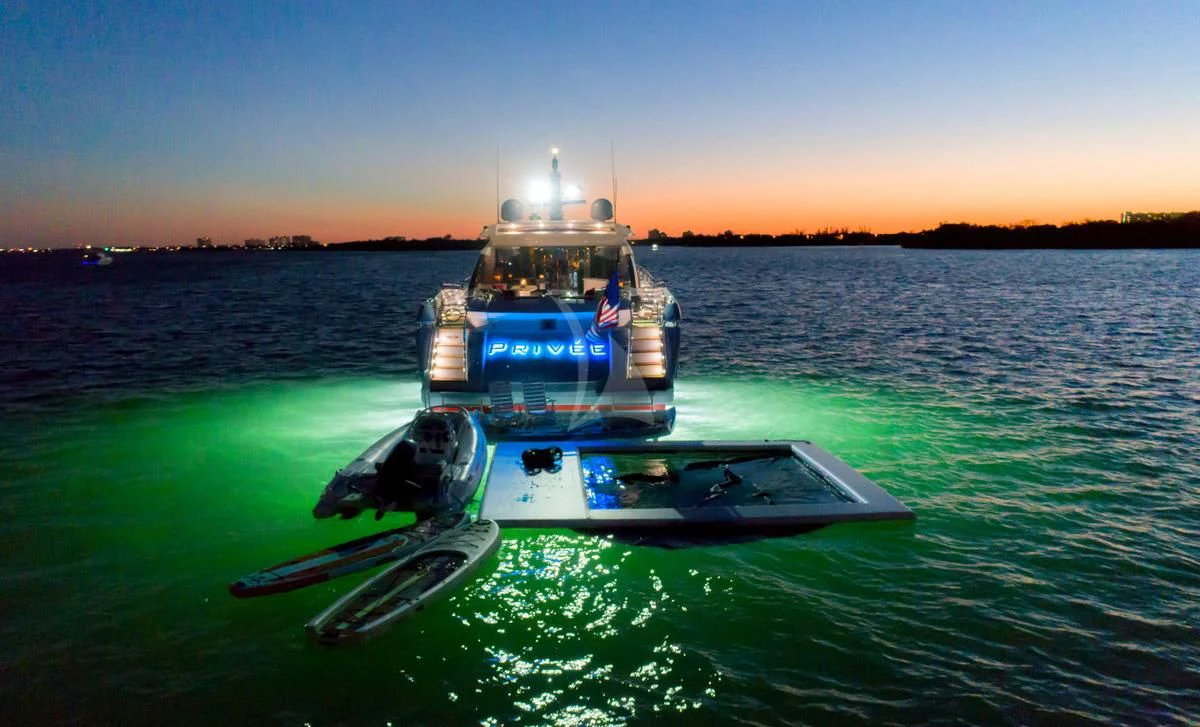 a boat in the water aboard PRIVEE Yacht for Sale