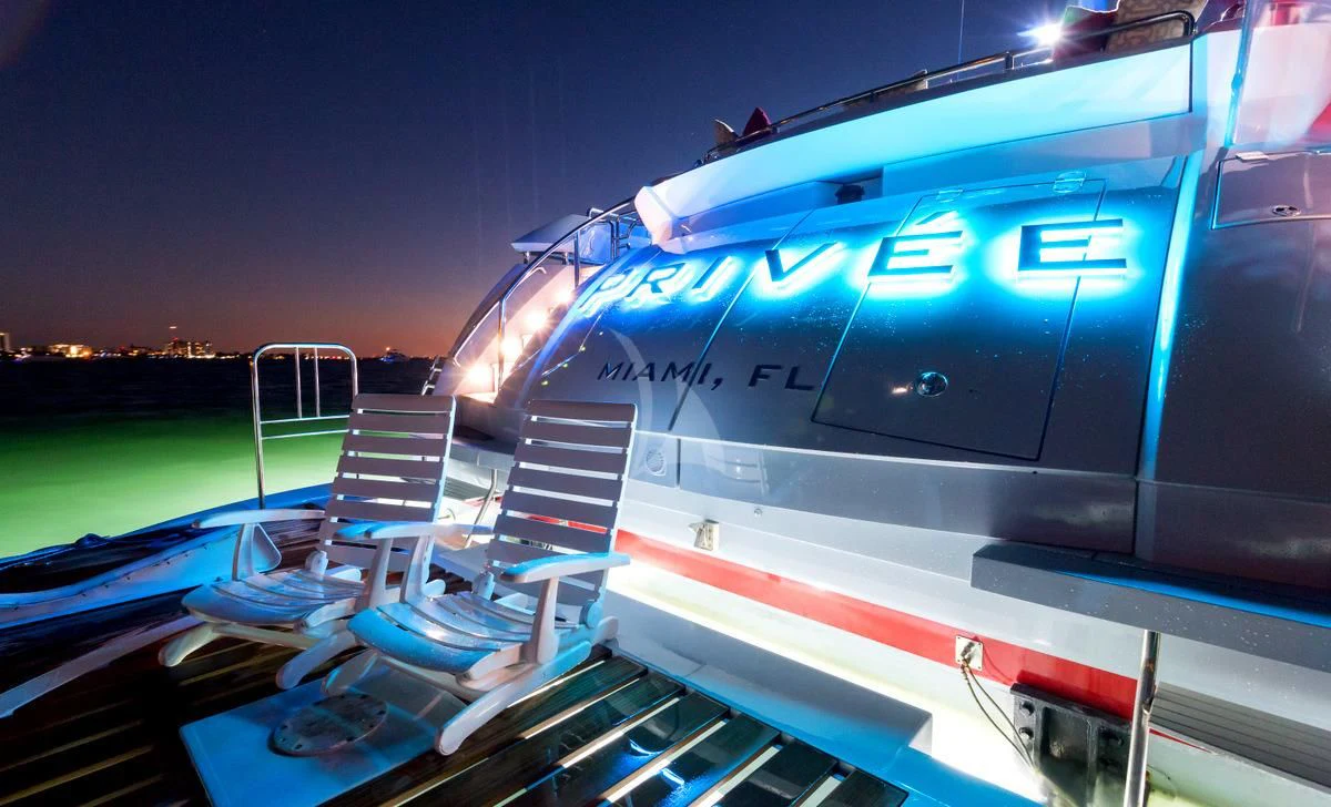 a boat on the water aboard PRIVEE Yacht for Sale