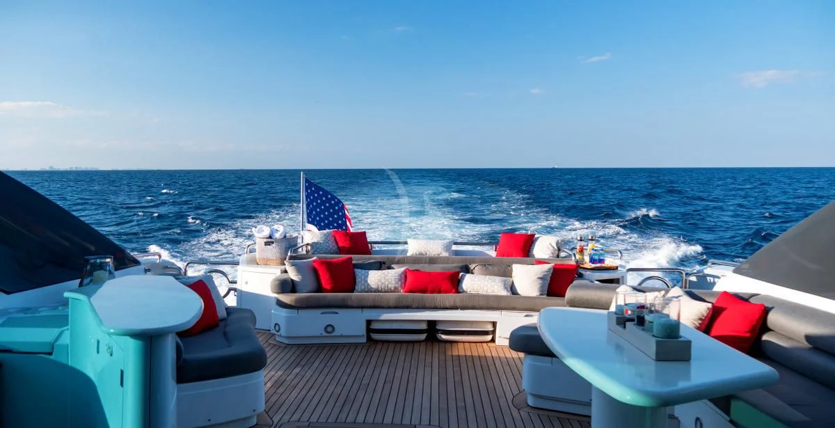 a boat on the water aboard PRIVEE Yacht for Sale