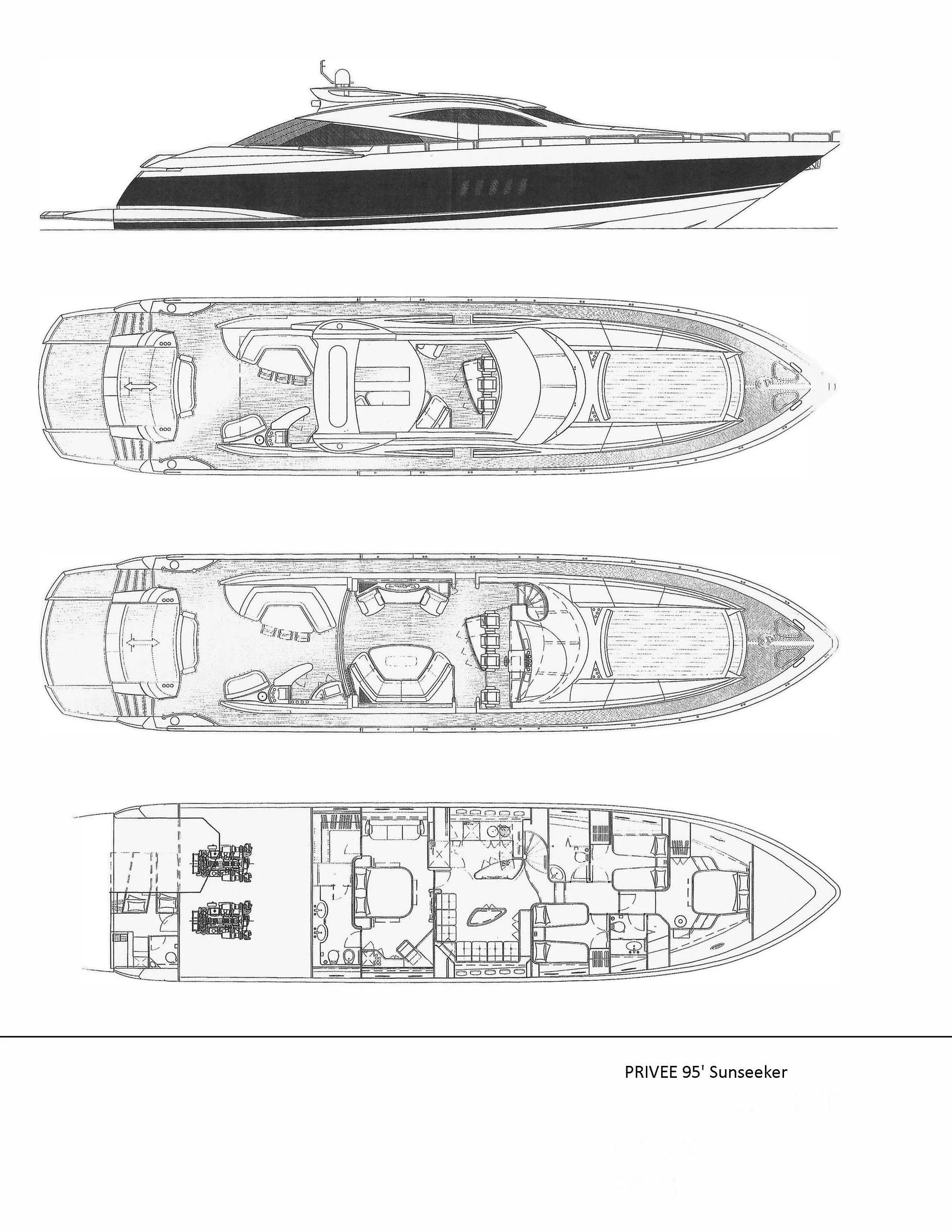 diagram, engineering drawing aboard PRIVEE Yacht for Sale