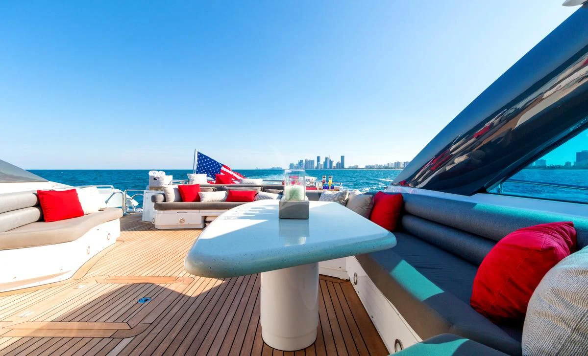 a table on a boat aboard PRIVEE Yacht for Sale