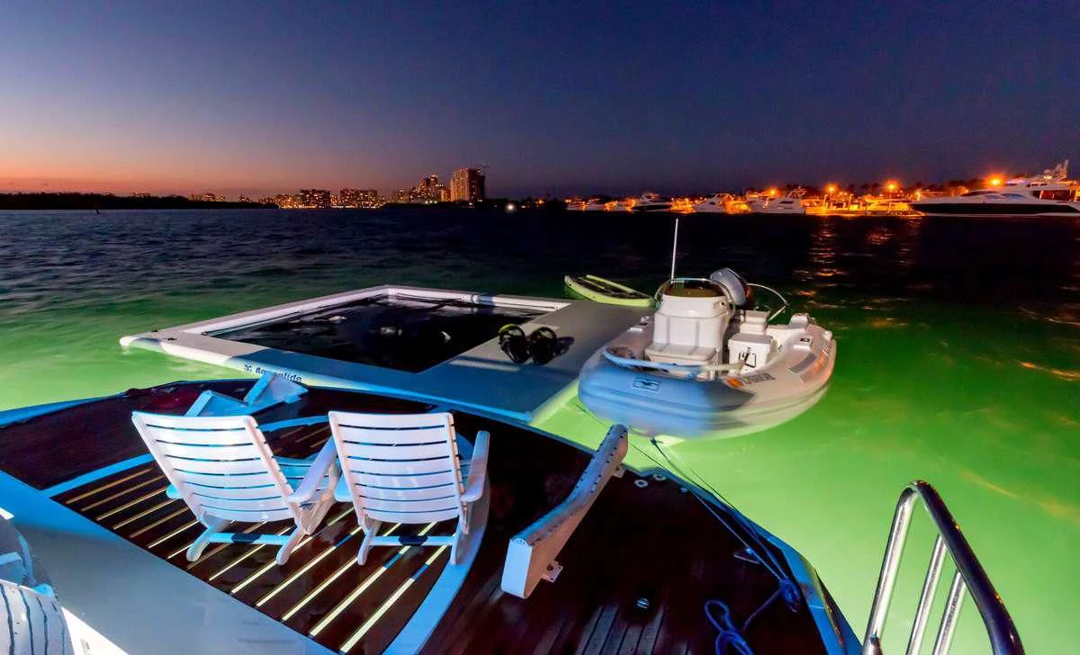 a boat on the water aboard PRIVEE Yacht for Sale