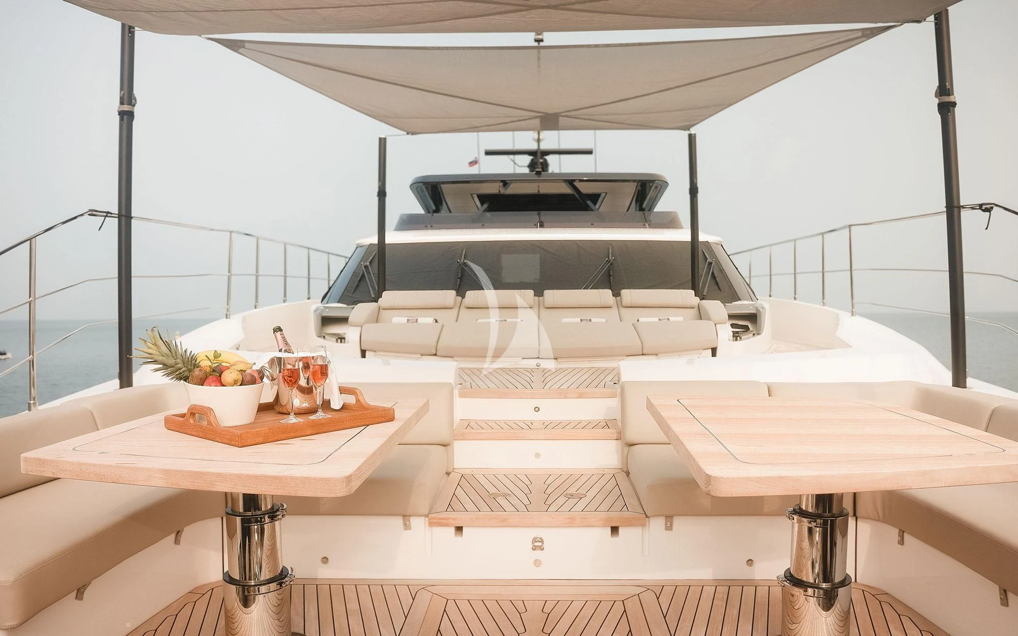 a boat on a table aboard DAMARI Yacht for Charter