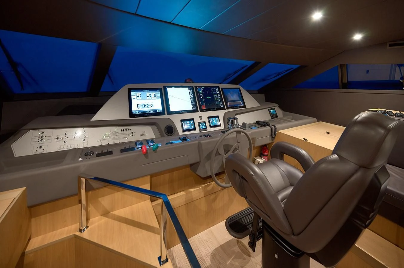 a control panel in a control room aboard DAMARI Yacht for Charter