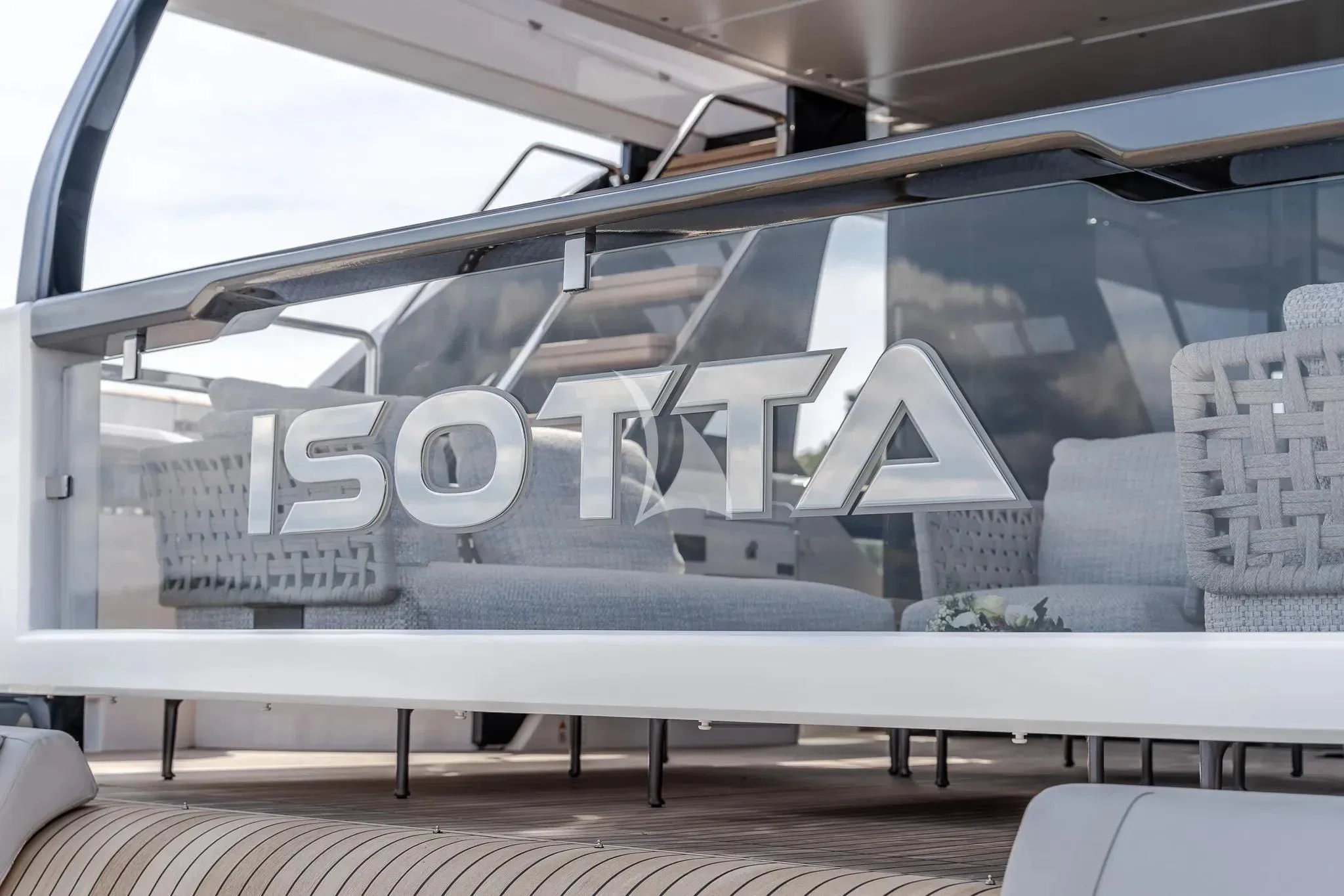 a large white sign on a wall aboard DAMARI Yacht for Charter