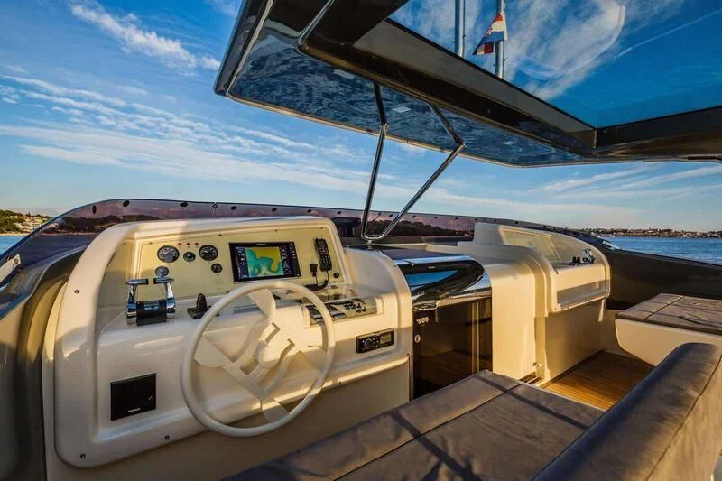 the cockpit of a plane aboard DAMARI Yacht for Charter