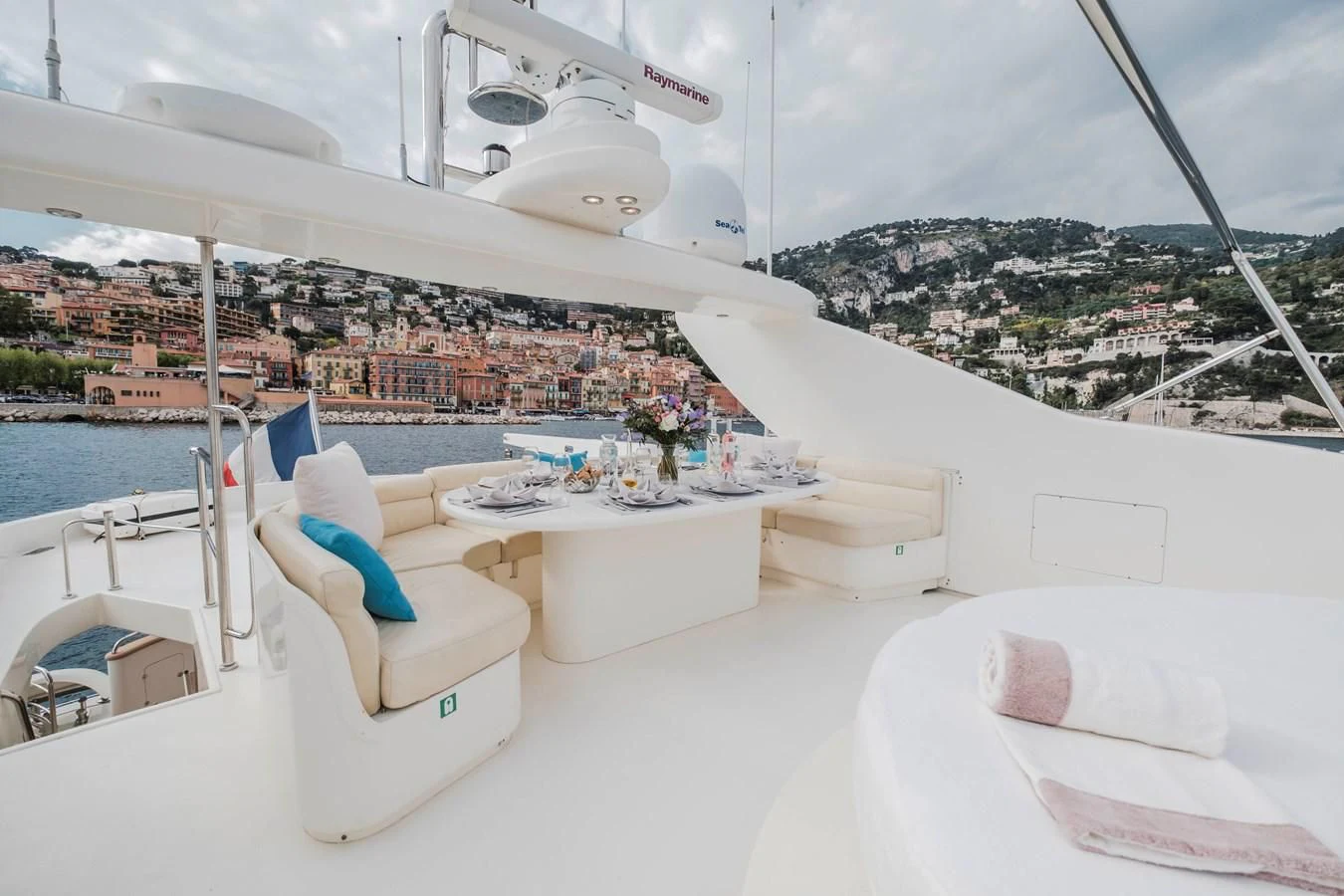 a rooftop view of a city aboard BEIJA FLORE Yacht for Charter