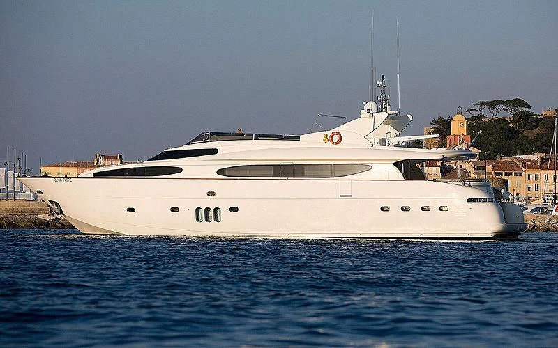 a large white yacht aboard BEIJA FLORE Yacht for Charter