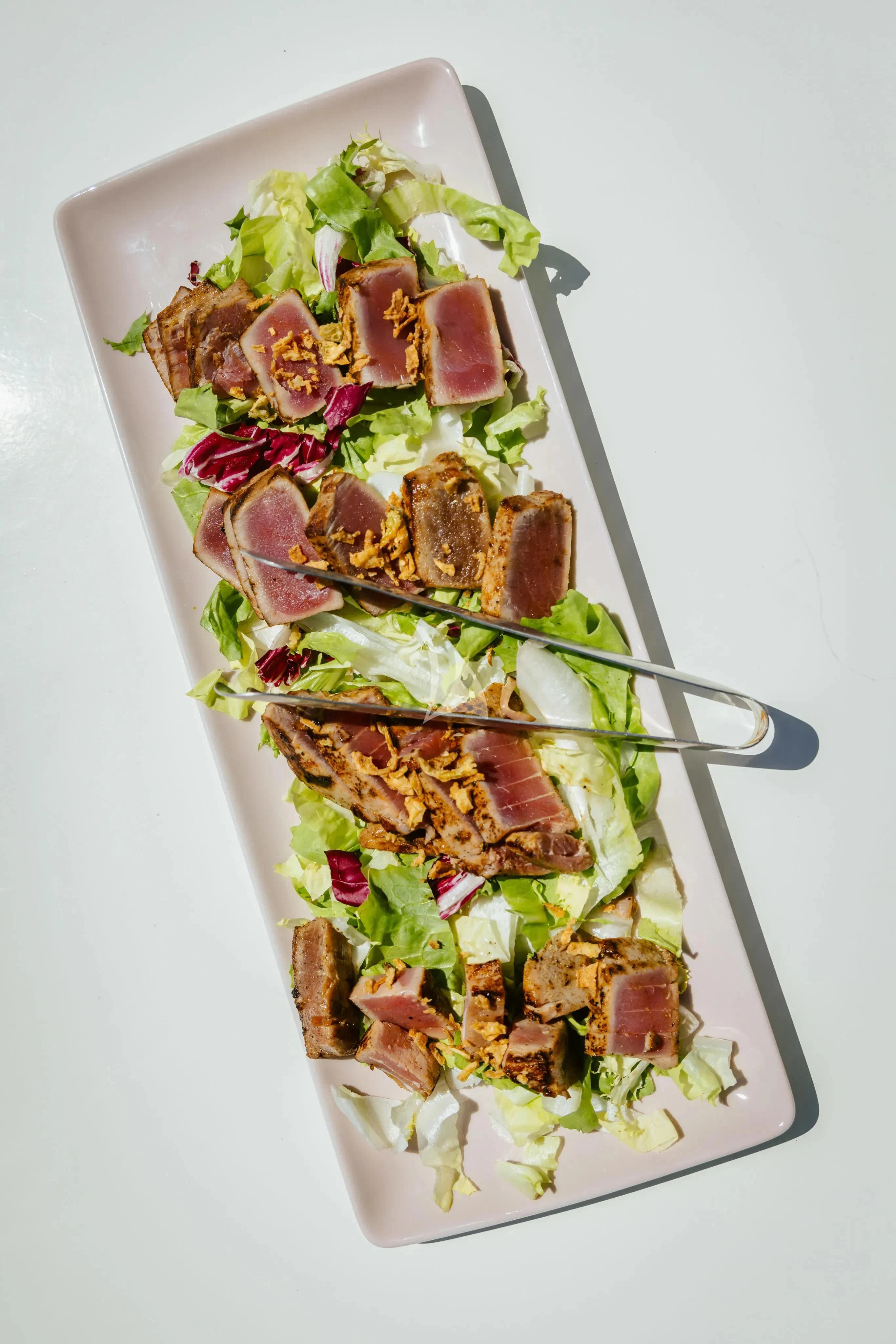 a plate of food aboard BEIJA FLORE Yacht for Charter