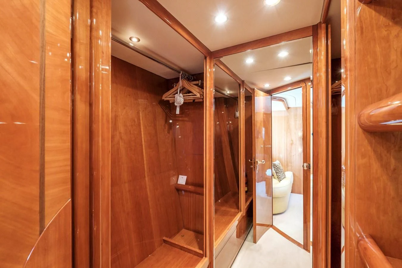 a bathroom with a glass shower aboard BEIJA FLORE Yacht for Charter