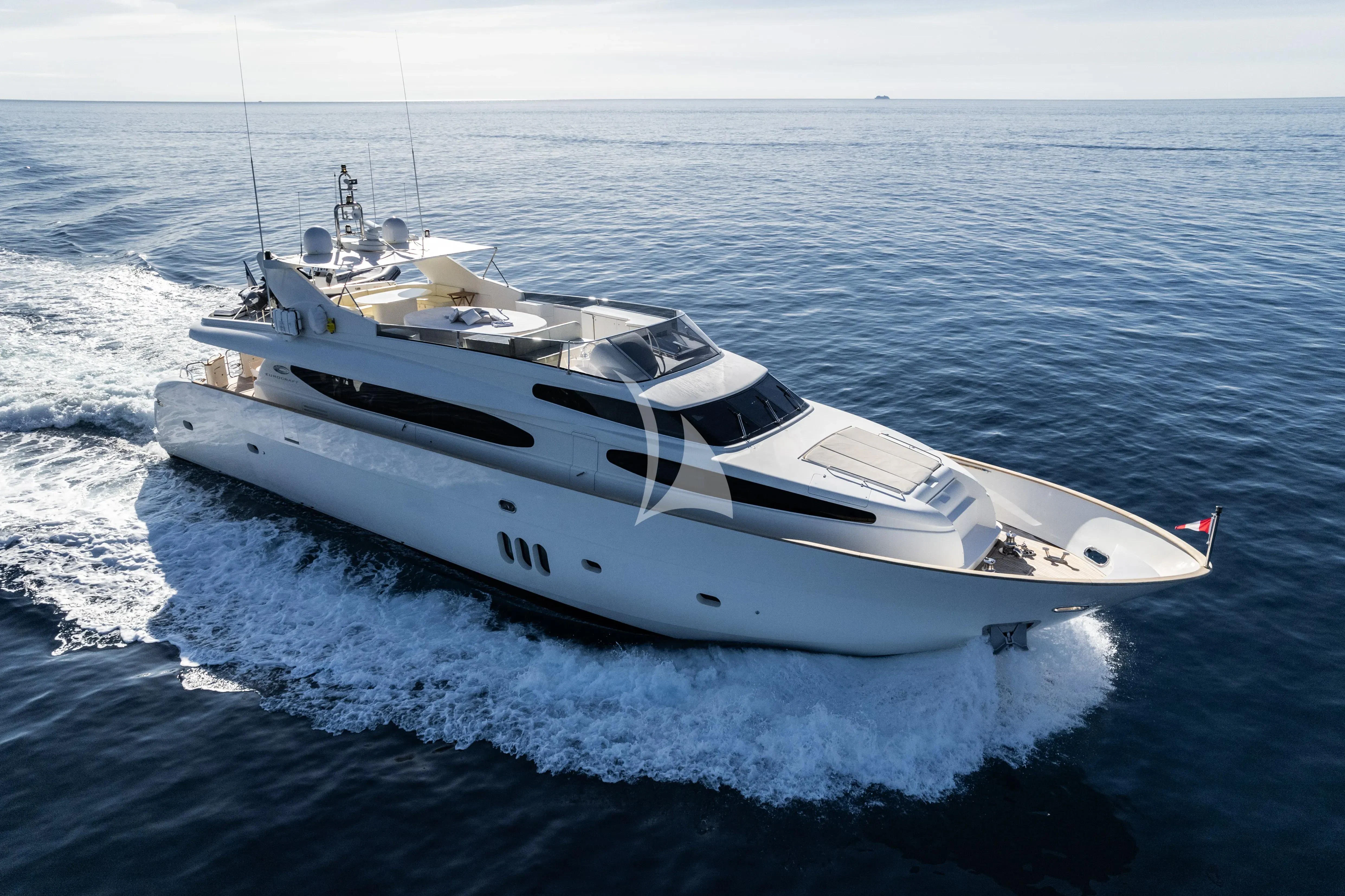a white yacht in the water aboard BEIJA FLORE Yacht for Charter