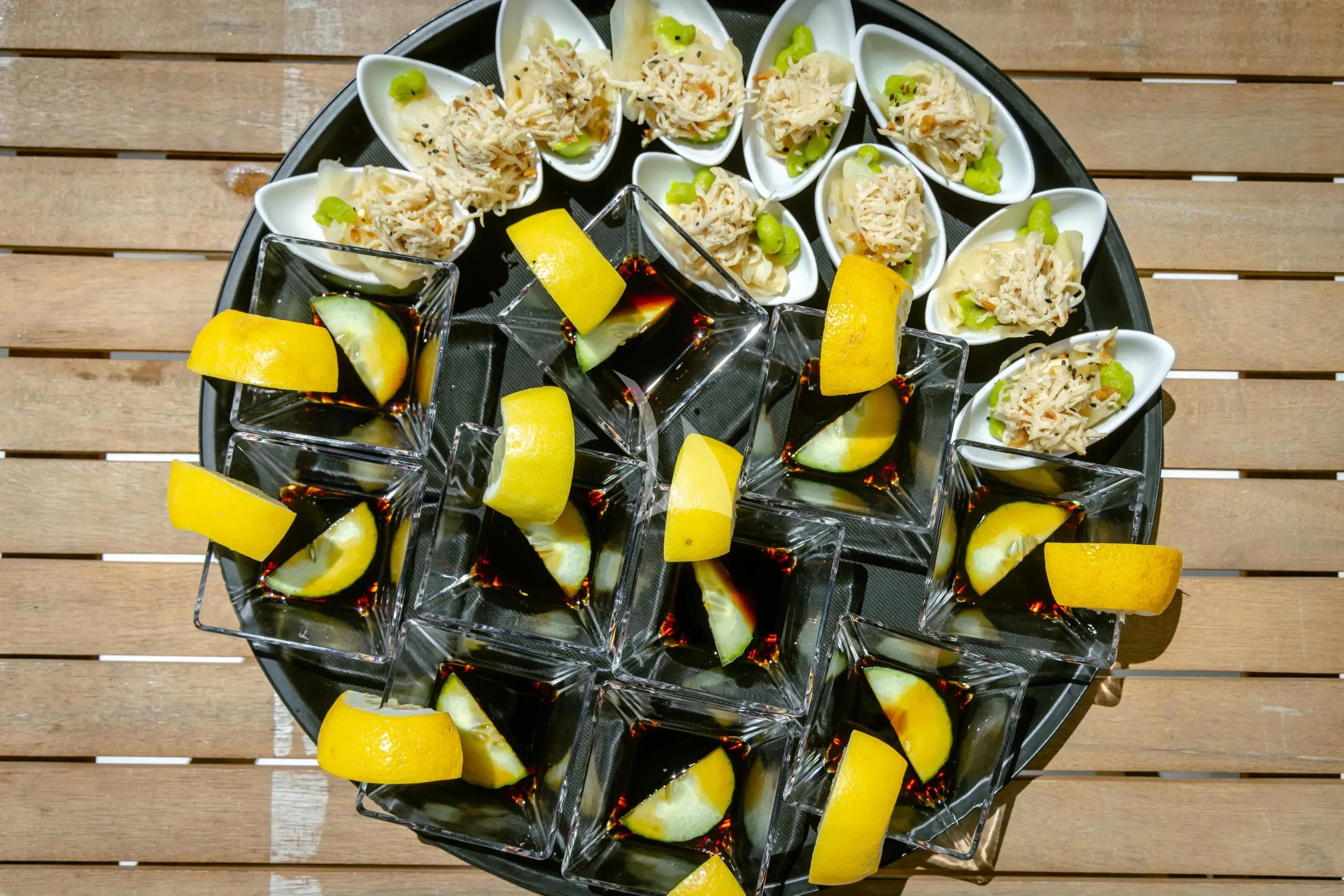 a glass container with food in it aboard BEIJA FLORE Yacht for Charter
