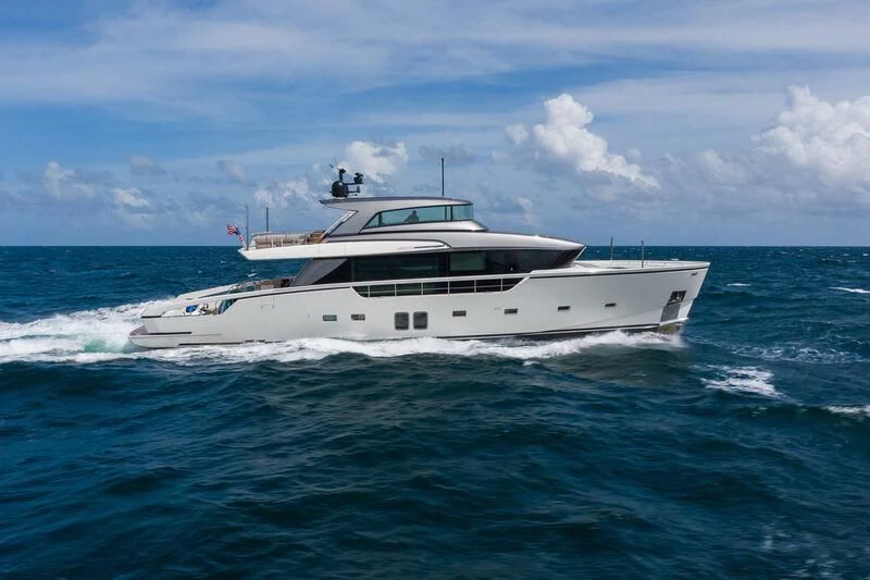 a white yacht in the ocean aboard SWEET VIRGINIA Yacht for Sale