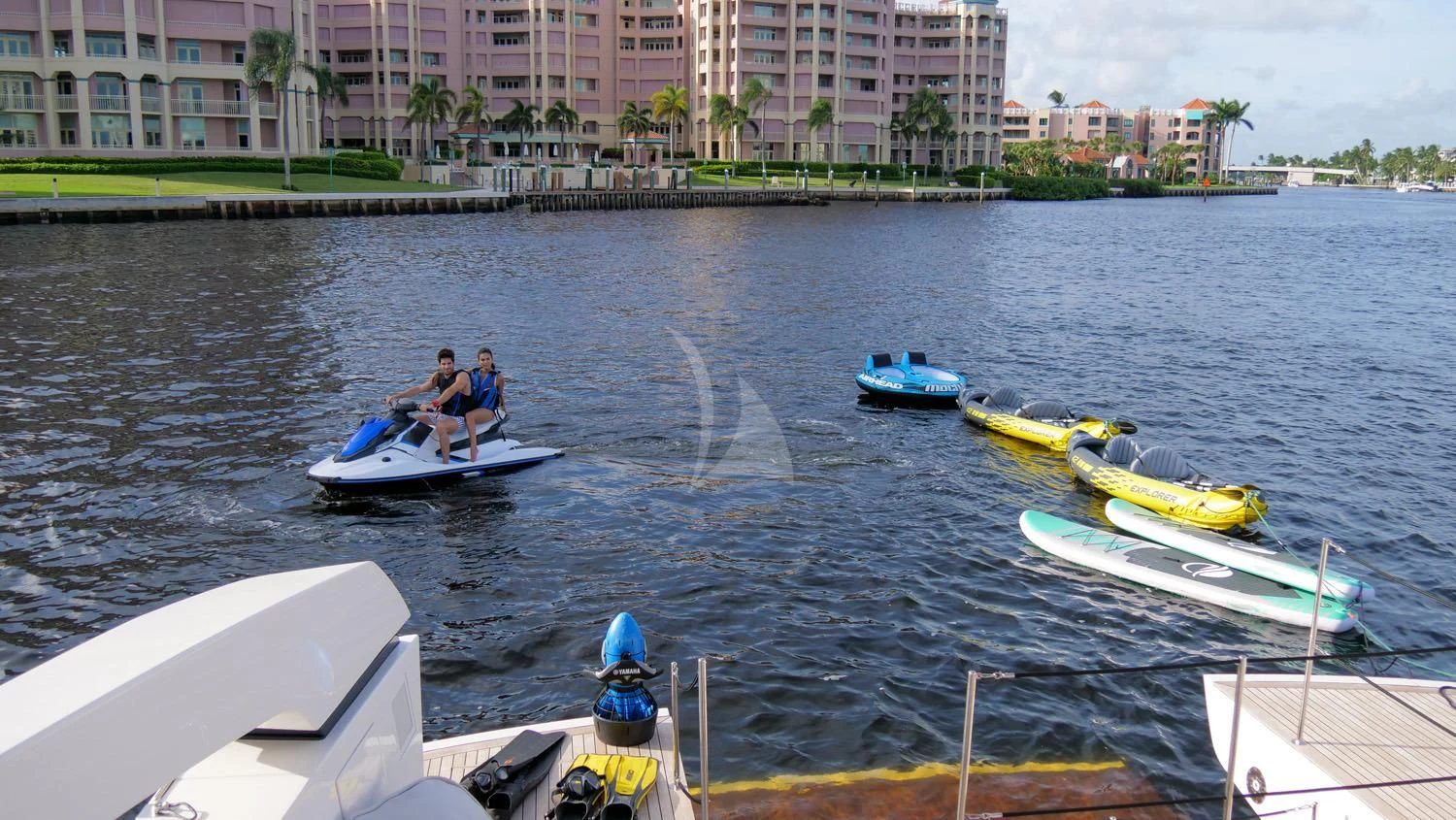 people on boats in a lake aboard SWEET VIRGINIA Yacht for Sale