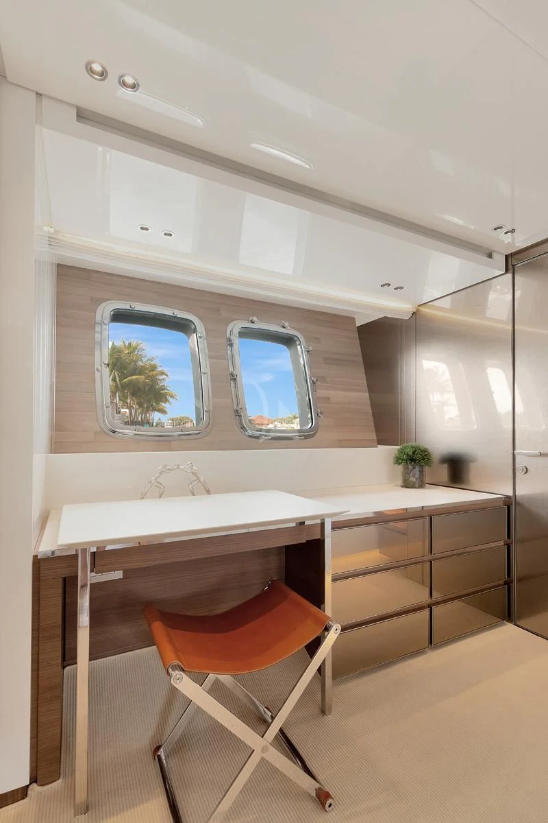 a bathroom with a sink and a mirror aboard SWEET VIRGINIA Yacht for Sale