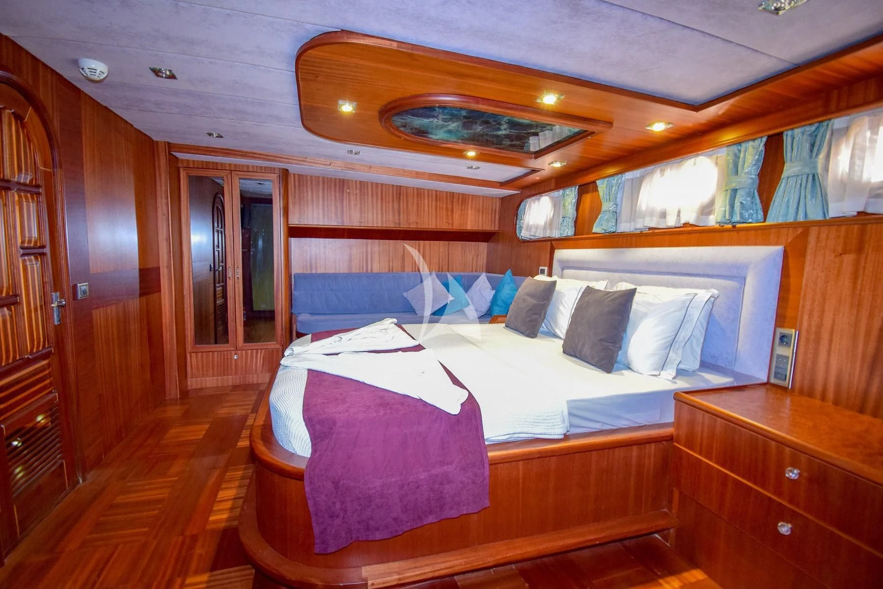 a cabin with a bed aboard UGUR Yacht for Sale