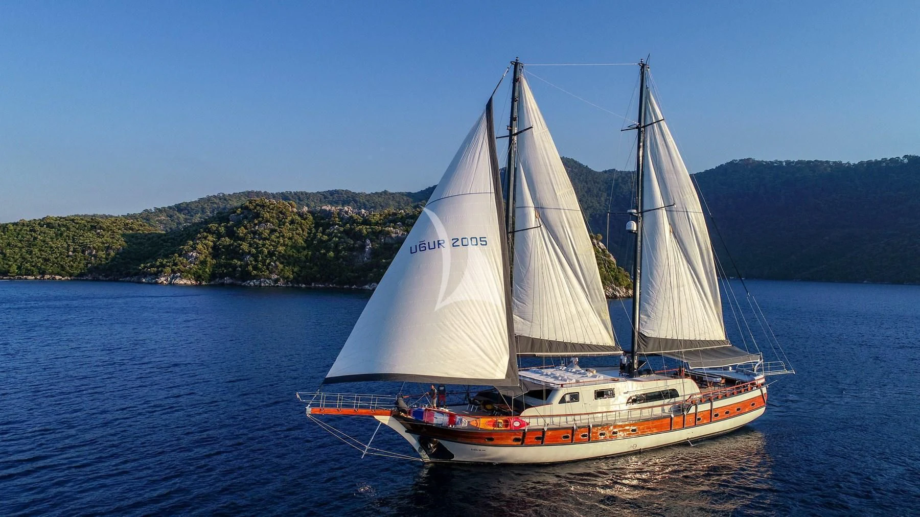 a sailboat on the water aboard UGUR Yacht for Sale
