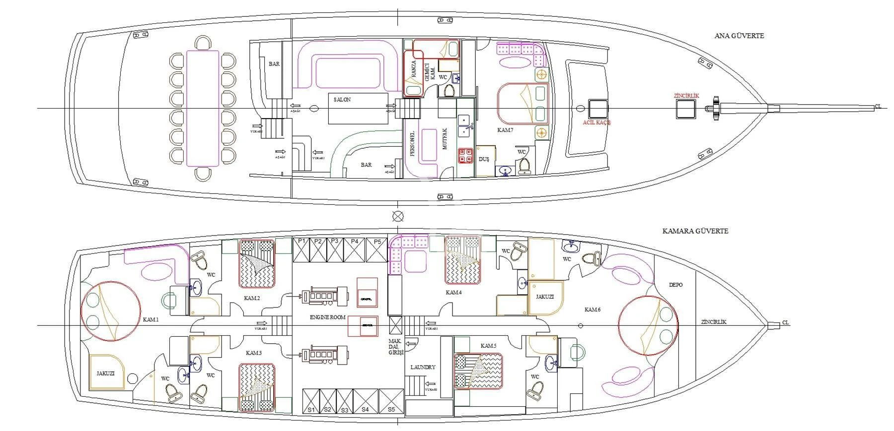 diagram aboard UGUR Yacht for Sale