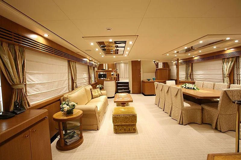 a large living room with a large window aboard ALFA XII Yacht for Sale