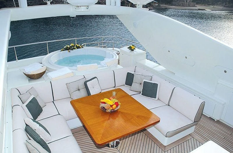 a modern house with a pool aboard ALFA XII Yacht for Sale
