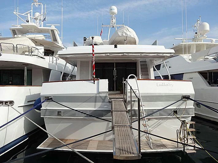 a group of boats in a harbor aboard LULLABY Yacht for Sale