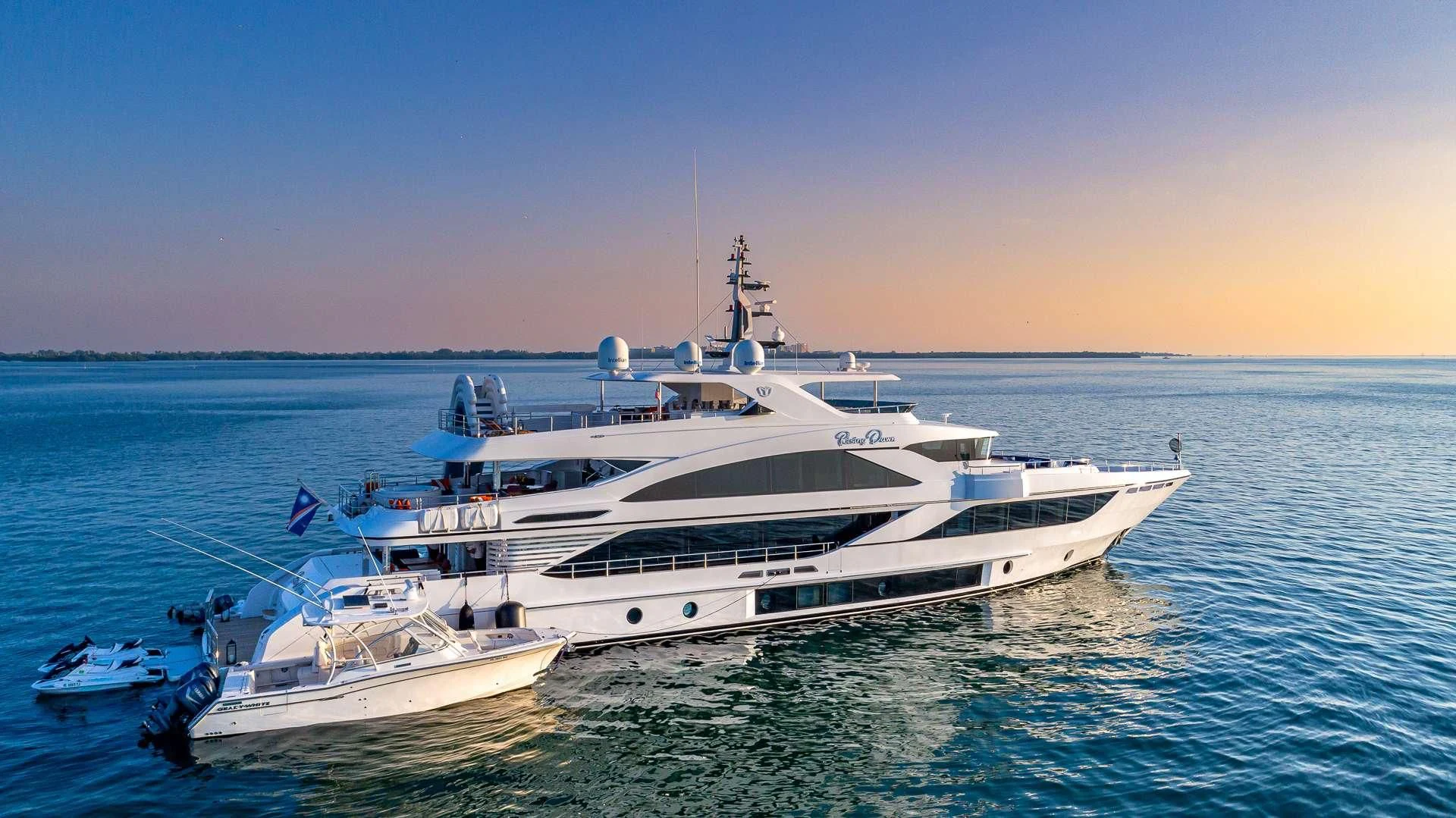 a boat in the water aboard RISING DAWN Yacht for Sale