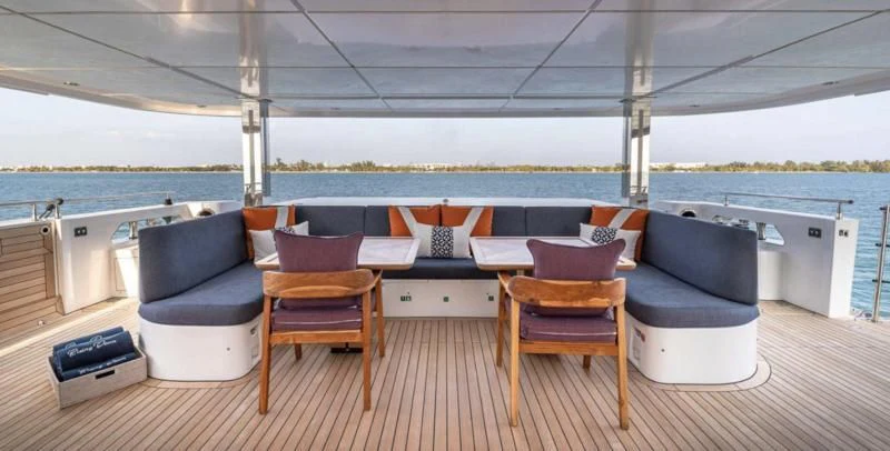 a boat on the water aboard RISING DAWN Yacht for Sale