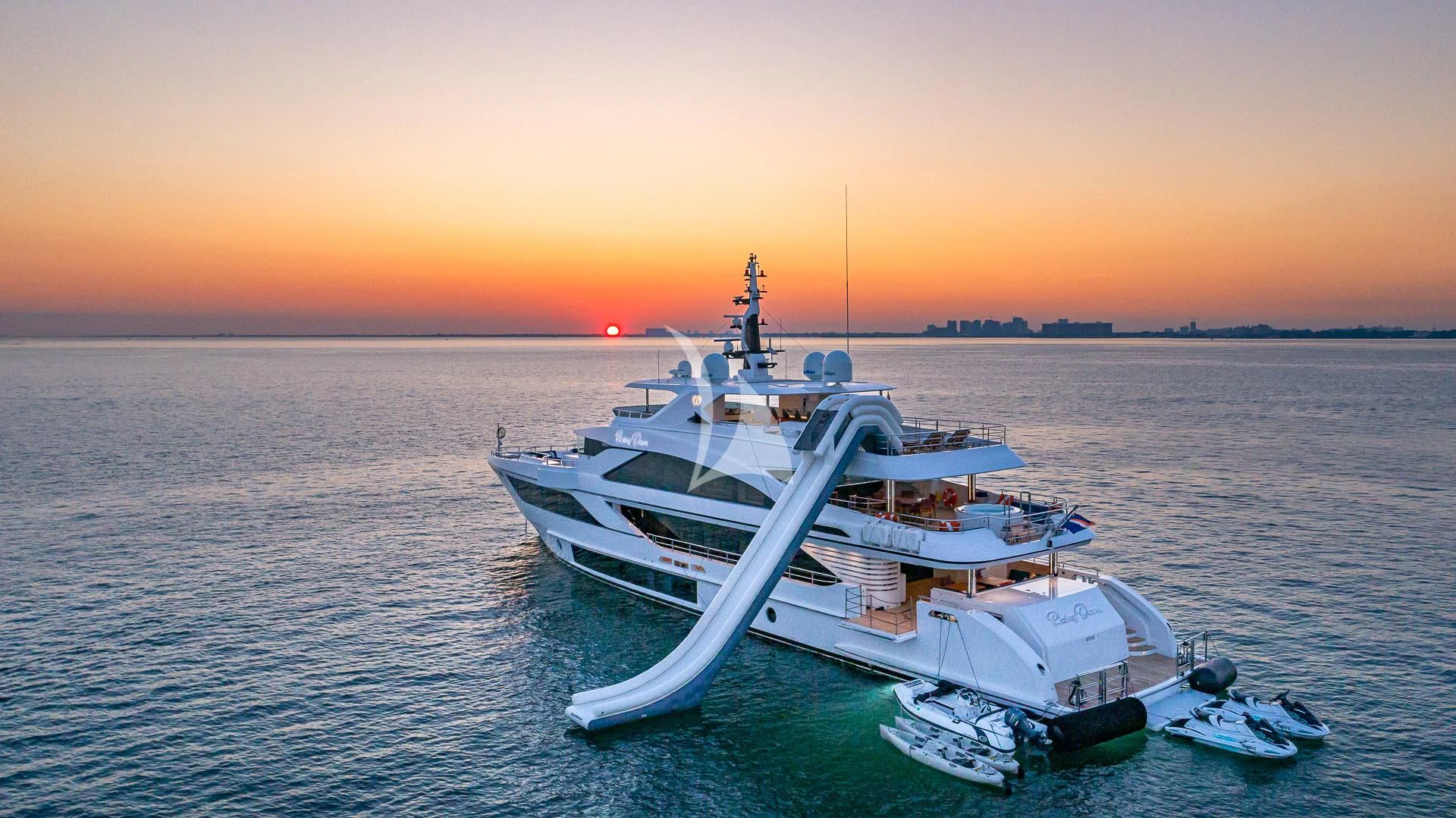 a boat on the water aboard RISING DAWN Yacht for Sale