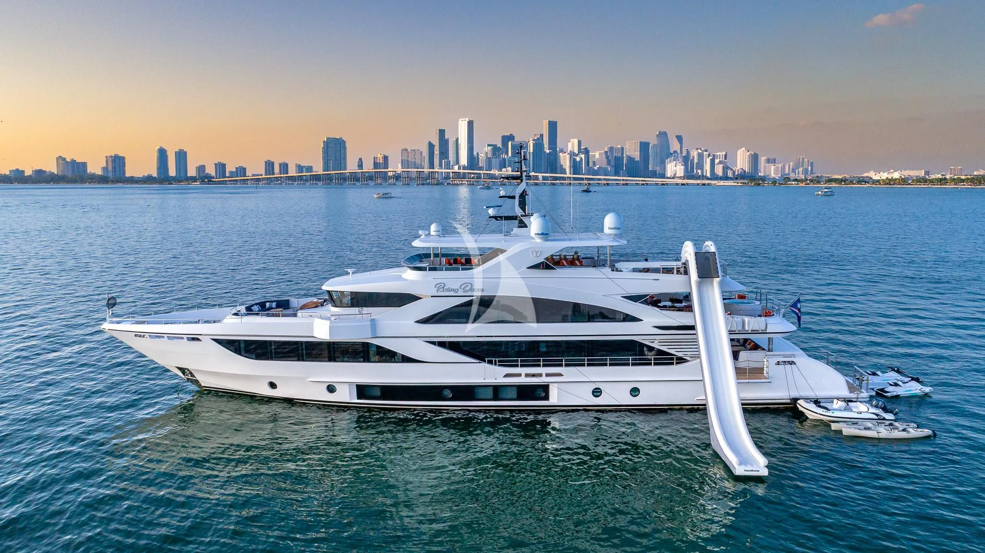 a boat on the water aboard RISING DAWN Yacht for Sale