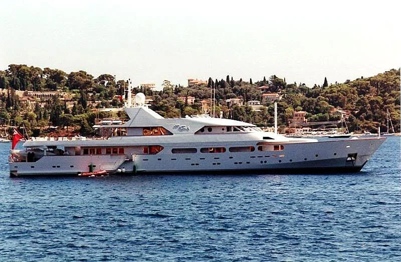 a large white boat in the water aboard ACHILLES Yacht for Sale