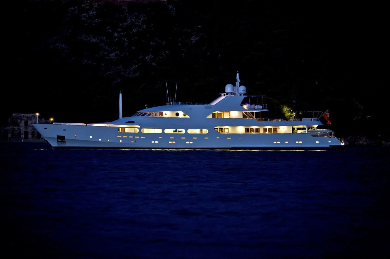 a large boat in the water aboard ACHILLES Yacht for Sale