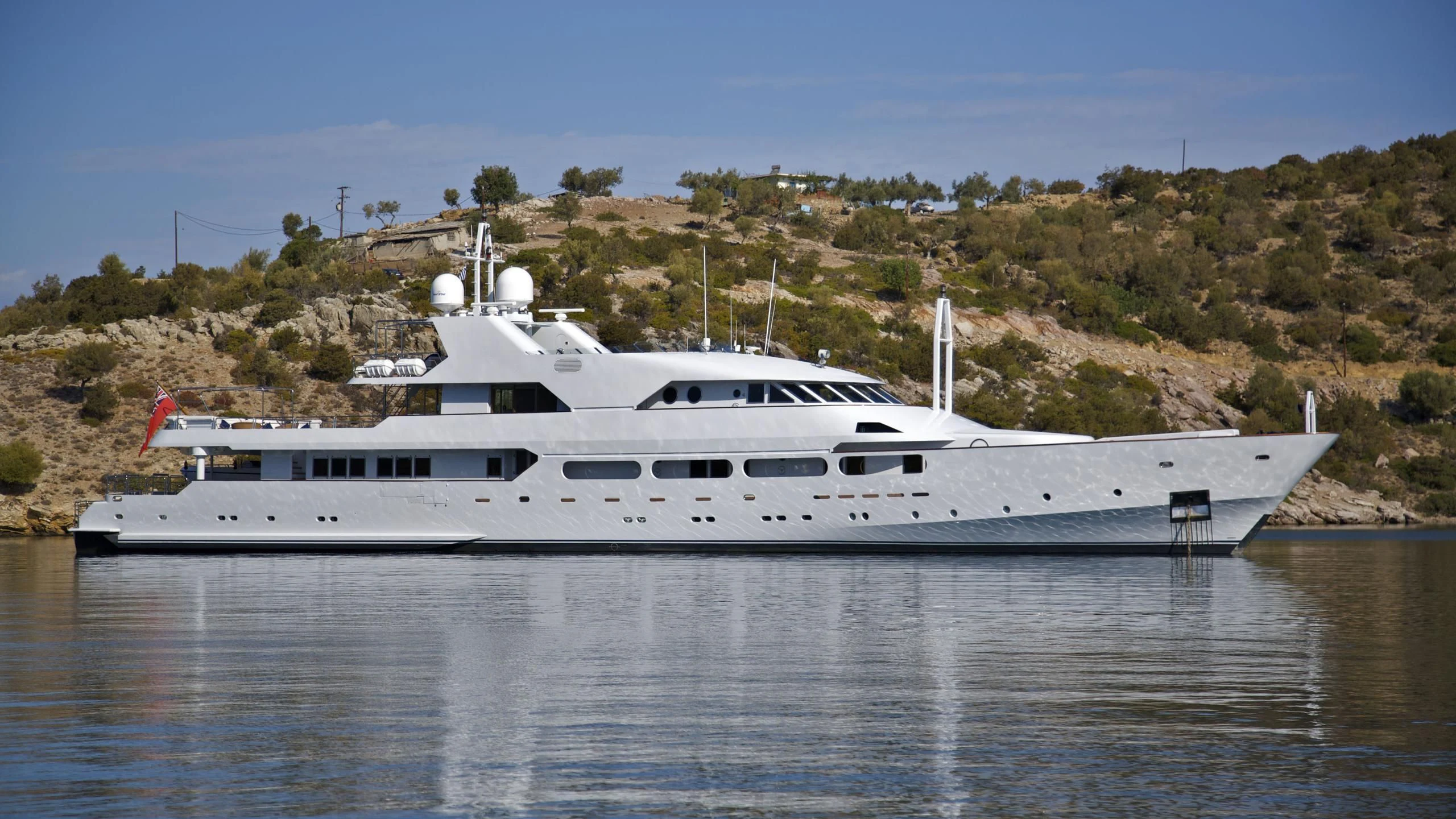 a large white yacht aboard ACHILLES Yacht for Sale