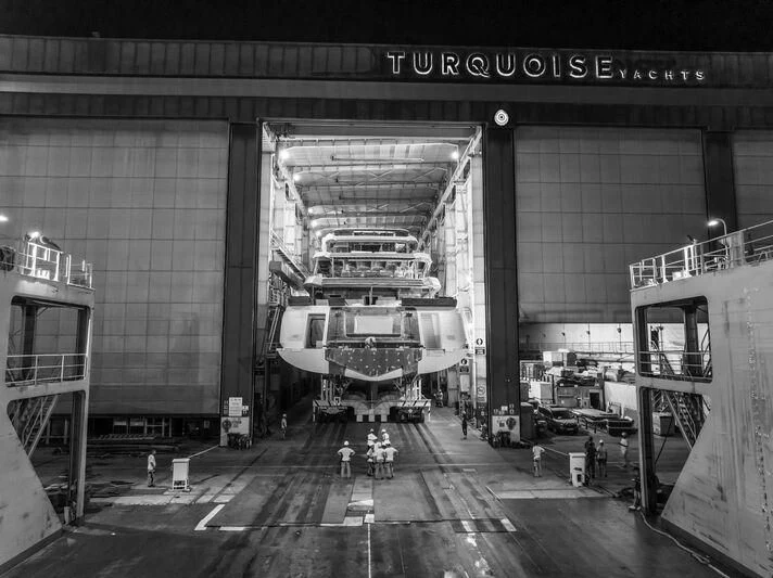 a large ship in a building aboard ANGELIQUE Yacht for Sale