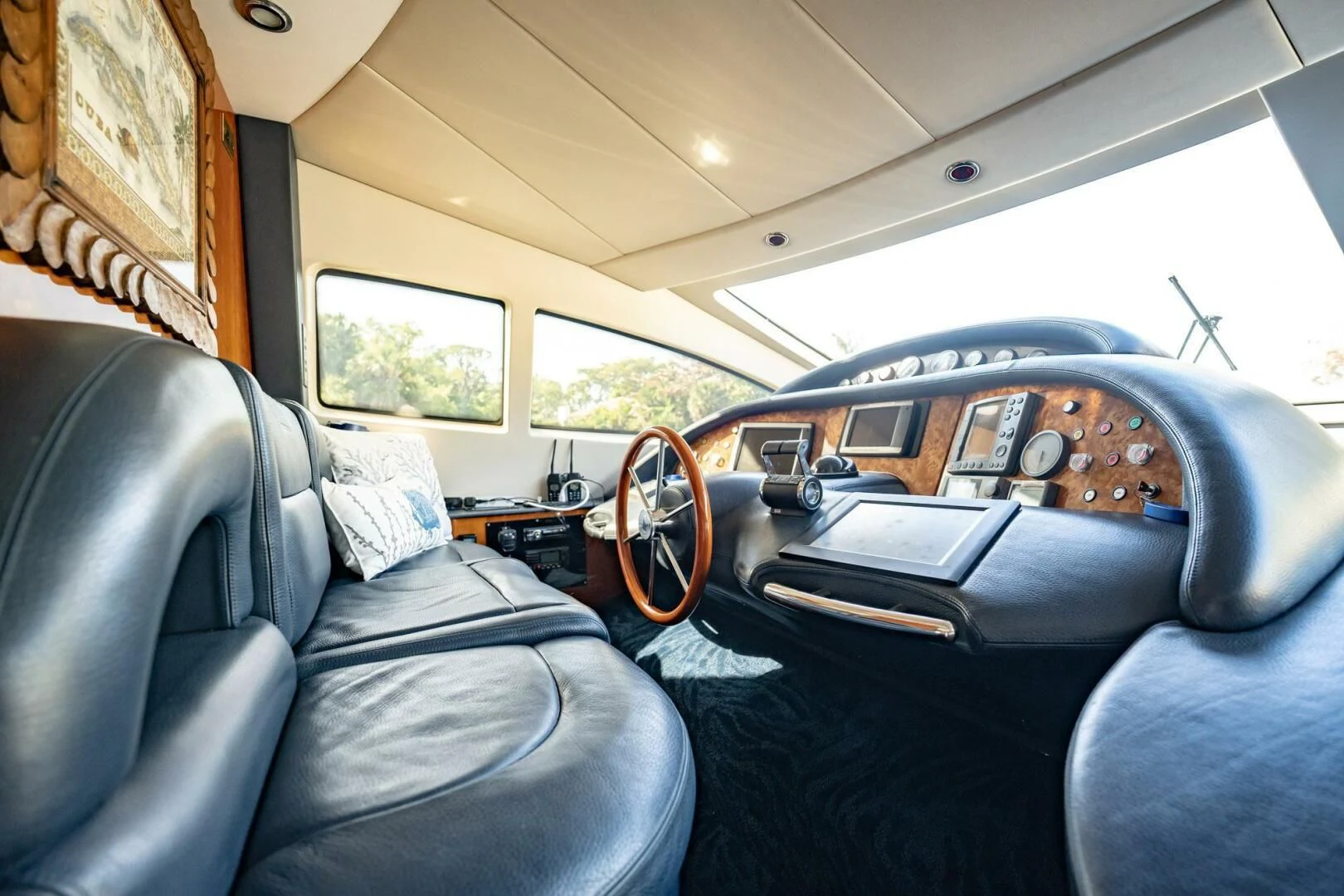inside of a car aboard THE CURE Yacht for Sale