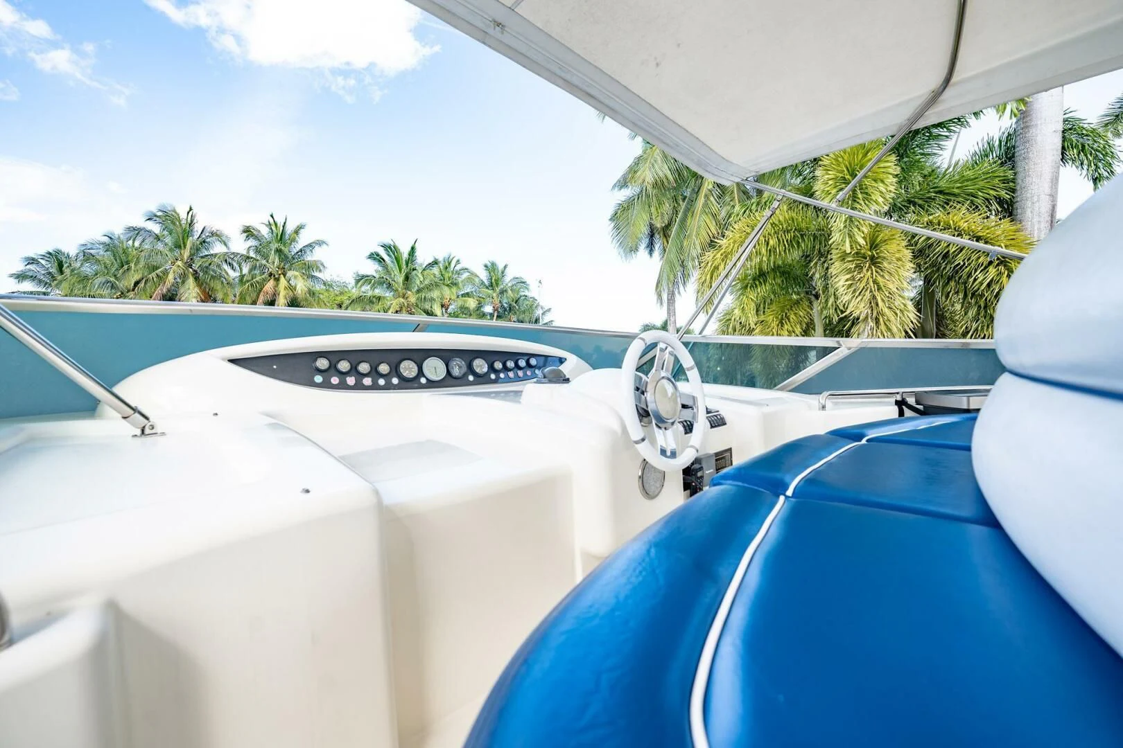 the front of a white car aboard THE CURE Yacht for Sale
