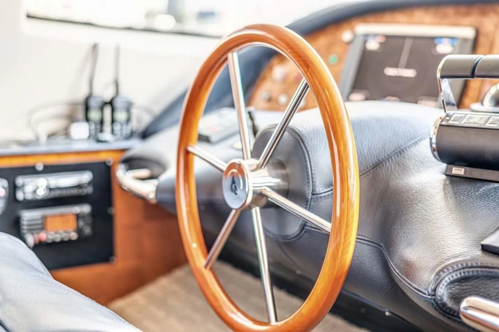 the inside of a car aboard THE CURE Yacht for Sale