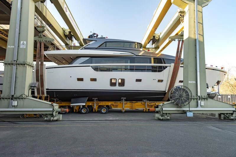 a large white boat aboard DELLAGRAZIA Yacht for Sale