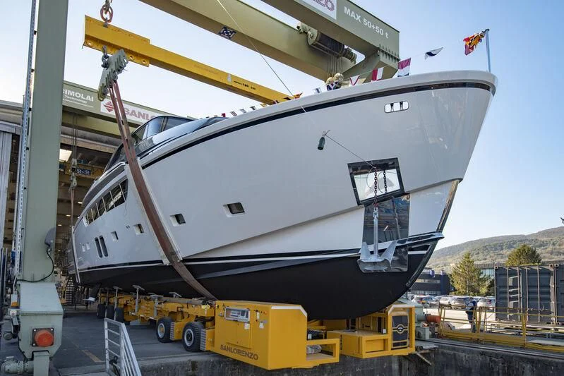a large white boat aboard DELLAGRAZIA Yacht for Sale