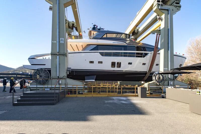 a large white boat aboard DELLAGRAZIA Yacht for Sale