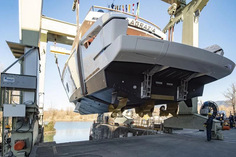 a large metal object on a platform aboard DELLAGRAZIA Yacht for Sale