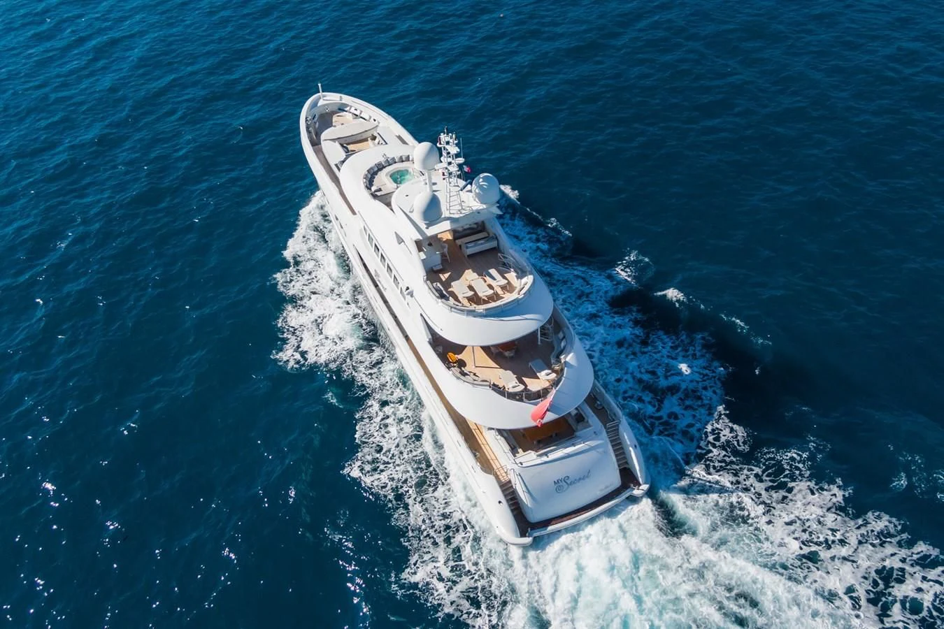 a ship in the water aboard MY SECRET Yacht for Sale