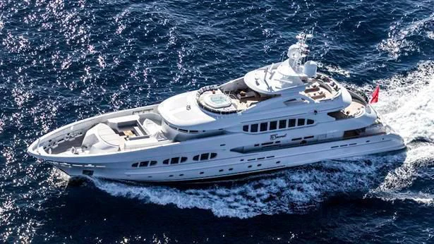 a white yacht in the water aboard MY SECRET Yacht for Sale