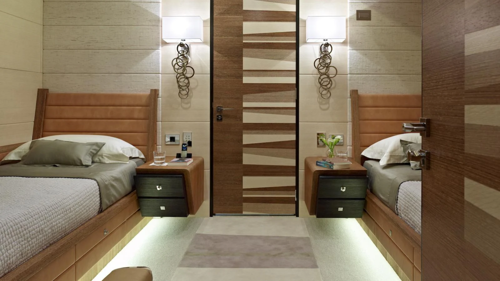 a room with a bed and a dresser aboard MY SECRET Yacht for Sale
