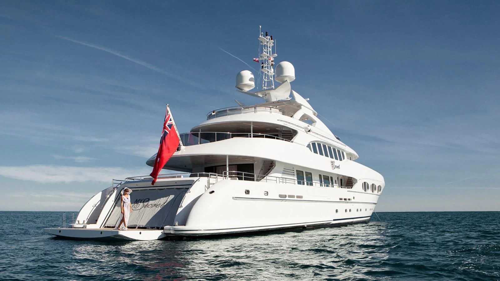 a person on a boat aboard MY SECRET Yacht for Sale