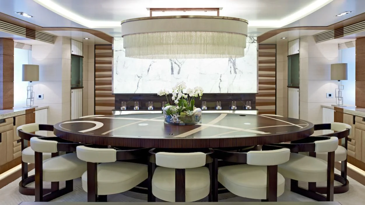 a kitchen with a large island aboard MY SECRET Yacht for Sale